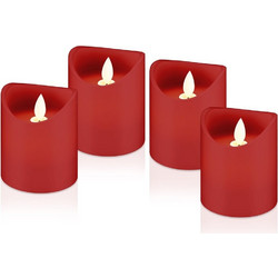 Goobay Set Of 4 Led Real Wax Candles, Red - (77749)
