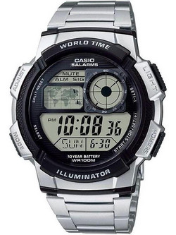 Casio Standard Ψηφιακό Ανδρικό Ρολόι Χρονογράφος με Ασημί Μεταλλικό Μπρασελέ AE-1000WD-1AVEF