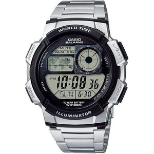 Casio Standard Ψηφιακό Ανδρικό Ρολόι Χρονογράφος με Ασημί Μεταλλικό Μπρασελέ AE-1000WD-1AVEF