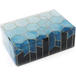 Μπζουτιέρα γυάλινη μπλε καφέ 15x10Η5cm - Plastona