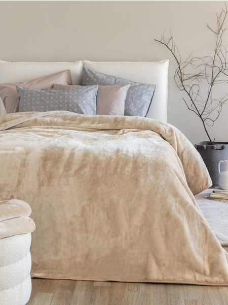 Palamaiki Κουβέρτα Βελουτέ 240x260 DREAM VELOUR/4 SANDY Μπεζ