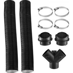 VEVOR Diesel Heater Pipe Duct Vent Kit, 75mm Heater Pipe Σετ εξαερισμού θερμού αέρα με σύνδεσμο σχήματος Y & σφιγκτήρες αεραγωγών, Heaters Parking Air Duct Kit για 2KW 5KW 8KW Diesel Heaters, Μαύρο