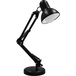 GloboStar(R) DESK BLACK 01538 Μοντέρνο Επιτραπέζιο Φωτιστικό Γραφείου Μονόφωτο Μεταλλικό Μαύρο Λευκό Φ12 x Υ67cm