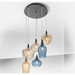 LUCE CLEOFE-S/6-M Κρεμαστό Φωτιστικό Οροφής Καμπάνα Πολύφωτο E27 Μπλε Πολύχρωμο Διαφανές Φ71x130cm