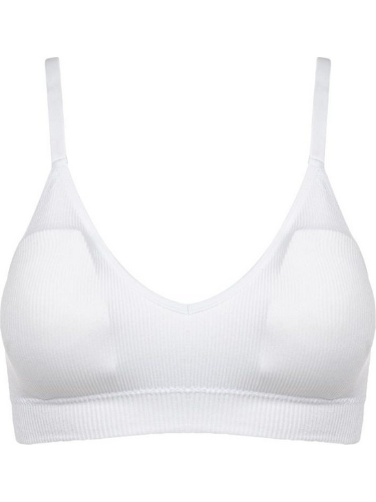 Γυναικείο Τοπ Λευκό Ribbed Seamless με Ενίσχυση - One Size