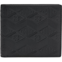 HUGO LEATHER FOLDING WALLET WITH GEOMETRIC LOGOS BLACK