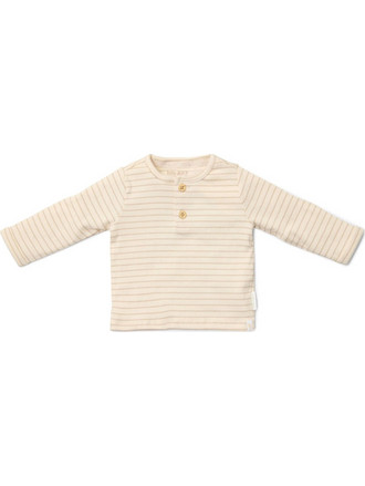 Μπλουζάκι μακρυμάνικο με κουμπάκια Soft Beige Stripe