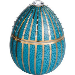 Vila Hermanos Αρωματικό Κερί Egg Kεραμικό Γαλάζιο Με Σπείρες Με Ρίγες Χρυσού 18 Kαρατίων (220gr)