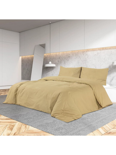 Σετ Παπλωματοθήκη vidaXL Taupe 135x200 εκ. Βαμβακερό 136134