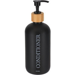 Γυάλινος Διανεμητής Dispenser Δοχείο για Conditioner και Κρεμοσάπουνο σε Μαύρο Χρώμα 500ml - Aria Trade