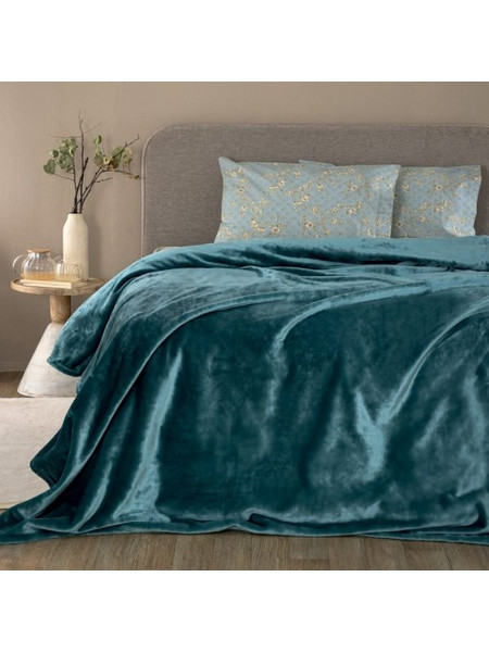 Κουβέρτα Fleece Μονή Lucy Petrol Palamaiki Πετρόλ 160X220
