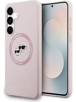 Karl Lagerfeld Silicone Karl & Choupette Heads MagSafe Back Cover Pink (Samsung Galaxy S25 FE)