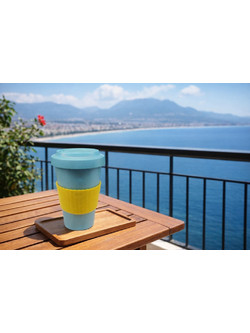 General Trade Ποτήρι Καφέ Μπαμπού Pebble Green-Blue Μπλε Πράσινο 400ml GB-332064-1