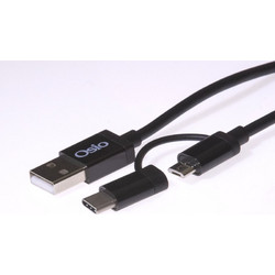 Osio OTU-495B Καλώδιο USB σε micro USB & USB TYPE C με αντάπτορα - 1 m