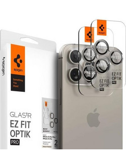 Tempered Glass Rings για Τζαμάκι Κάμερας Spigen Apple iPhone14 Pro/ 14 Pro Max/ 15 Pro/ 15 Pro Max/ 16 Pro/ 16 Pro Max/ 17 Pro/ 17 Pro Max Natural Optik.tR EZ-FIT Τιτάνιο (2 τεμ.) N63765