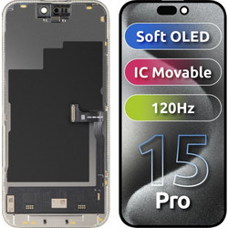 Μονάδα οθόνης LCD MP για Apple iPhone 15 Pro, Soft OLED FHD 120Hz IC Κινητή έκδοση, Aftermarket, Μαύρο