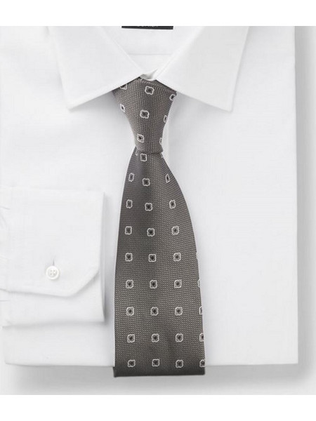 BOSS MEN JACQUARF-PATTERN TIE IN A SILK BLEND DARK GREY