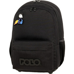 Polo Pins Σχολική Τσάντα Πλάτης Δημοτικού Μαύρη 901059-2000