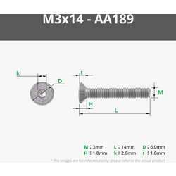 Bambu Lab, M3x14 FHCS Machine Screw (20PCS)