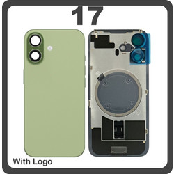 For Apple iPhone 17 (A3520, A3258) Rear Back Battery Cover + Metal Plate + Camera Lens Green