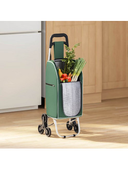 vidaXL Καρότσι Αγορών Πράσινο 39,5 x 33 x 93 εκ Ύφασμα Oxford