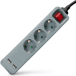 Entac Πολύπριζο Aσφαλείας 3 Θέσεων με USB-A, Διακόπτη και Καλώδιο 1.5m Γκρι ESE1.5G3-1.5-SW-USB-GR