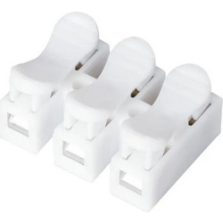 GloboStar(R) FAST-CONNECT 69906 Τριπλή Κλέμα Ταχείας Σύνδεσης & Διακλάδωσης Καλωδίων - 3 x Είσοδοι & 3 x Έξοδοι με Συμβατή Διατομή Καλωδίων 0.2mm έως 1mm - 250V 2A Max - Μ2 x Π2.7 x Υ1.9cm - Λευκό - Π