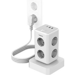 TESSAN 9 IN 1 POWER STATION 6XSHUCKO, 2XUSB, 1XTYPE-C 2M WHITE