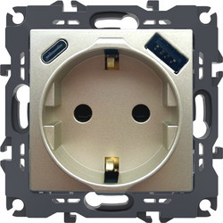 PRIME ΠΡΙΖΑ ΣΟΥΚΟ ΑΣΦΑΛΕΙΑΣ 1x2P+E 16A 250VAC & 2*USB (TYPE A+C) 5VDC 3A IP20 ΣΑΜΠΑΝΙΖΕ - 1000116404