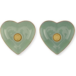 Σετ Κηροπήγια 2 Τέμ. Pip Studio - Metal Heart Green 10x3cm