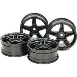 MEDIUM-NARROW TWIN 5-SPOKE WHEELS (24mm WIDTH, OFFSET +2) BLACK 4 PCS - TAMIYA 54853