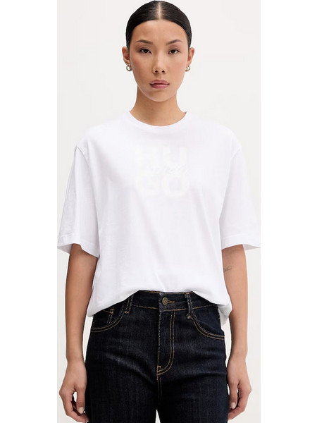 Γυναικείο T-Shirt Με Λογότυπο Λευκό Hugo 50566678-100