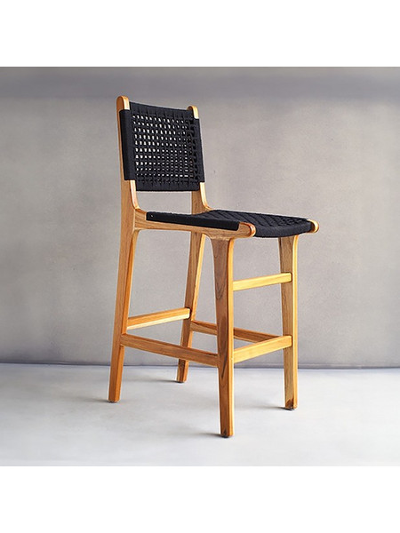 RAVENNA Καρέκλα Μπαρ από Μασίφ Ξύλο Teak Ansel Black