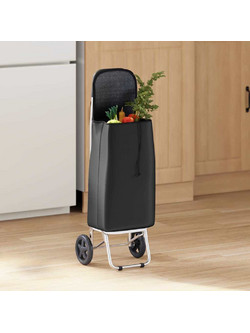 vidaXL Καρότσι Αγορών 35x28x92 εκ. Ύφασμα Oxford - Μαύρο
