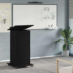 vidaXL Αναλόγιο με Ροδάκια & Συρτάρι Επεξ Ξύλο 55x55x107 εκ. - μαύρη-δρυς, 55 x 55 x 107 cm