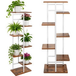 Gardlov Μεταλλική Όρθια Βάση Λουλουδιών Loft 7 Επιπέδων Λευκή/Ξύλινη 27790
