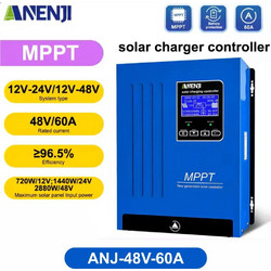 ANENJI 60A 12V-48V Solar MPPT Ρυθμιστής Φόρτισης 12V-48V ANJ-MPPT-48V-60A Solar Charge Controller