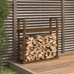 vidaXL Ραφιέρα Καυσόξυλων Καφέ Μασίφ Ξύλο 110x35x108,5 εκ. - μελί-πεύκο, 110x35x1085-εκ