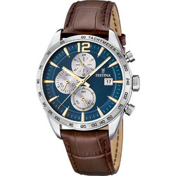 Festina Ανδρικό Ρολόι Χρονογράφος με Καφέ Δερμάτινο Λουράκι F16760/7