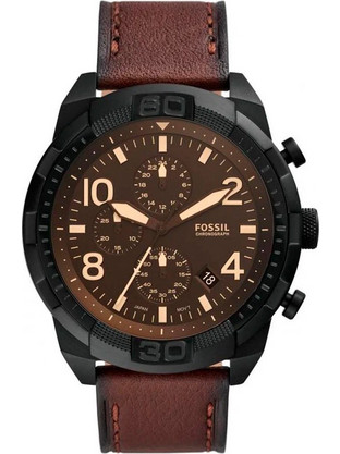 Fossil Ανδρικό Ρολόι Χρονογράφος με Καφέ Δερμάτινο Λουράκι FS5875