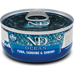 Farmina N&D Ocean Grain Free Adult with Tuna, Sardine & Shrimps 12x80gr