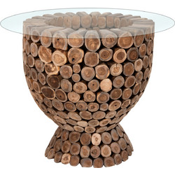 ΤΡΑΠΕΖΙ BAR ΣΤΡΟΓΓΥΛΟ LEEROY HM9806 KOMMATIA ΞΥΛΟΥ TEAK Φ900x103Υεκ