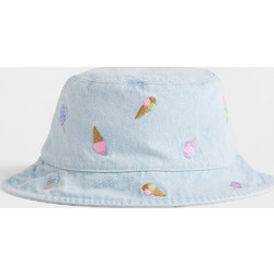 Βρεφικό και Νηπιακό Τζιν Καπέλο Bucket με Κέντημα Blue denim wash