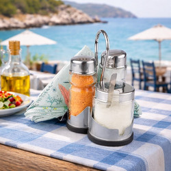 Σετ Αλατοπίπερο Με Μουσταρδιέρα και Χαρτοπετσετοθήκη Ιnox 3 τεμαχίων 20972 - For Home