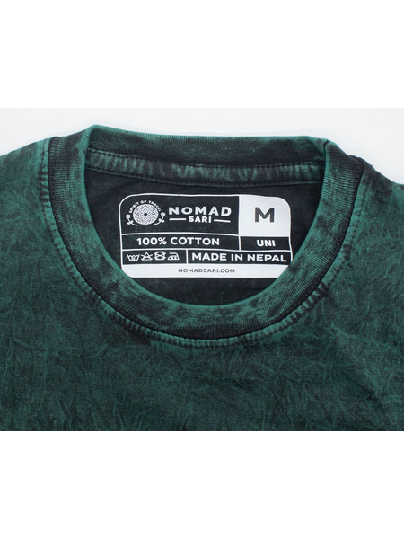 Nomad Sari Stonewashed Cotton T-Shirt - Tree of Life - Green - Medium