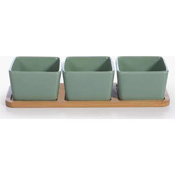 Μπολάκια Σερβιρίσματος Sage Με Βάση Bamboo (3τεμ) Nef-Nef Homeware - 109- Green