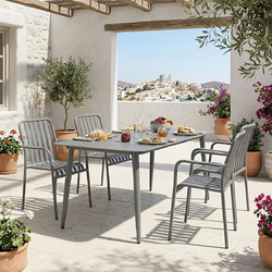 Τραπεζαρία Heven Vista σετ 5τεμ ανθρακί αλουμίνιο 150x80x72εκ