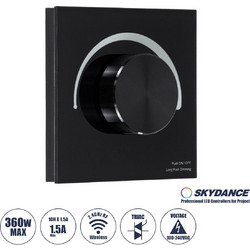 GloboStar 71455 S1-K SKYDANCE AC Smart RF 2.4Ghz & Ροοστάτη - Push ON/OFF Triac Dimming AC100-240V σε AC100-240V 1 x 1.5A 360W - Max 1.5A 360W - IP20 - Μαύρο Σώμα - Μ8.5 x Π8.5 x Υ5cm - 5 Years Warran