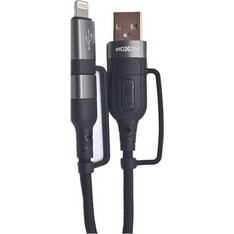 MX-CB360 ΚΑΛΩΔΙΟ 4 ΣΕ 1 USB,LIGHTNING,TYPE 1M MOXOM Μαύρο