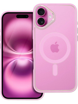 Forcell iPhone 16 Plus MagSafe Θήκη Με Πλαίσιο Σιλικόνης Διάφανη - Pink